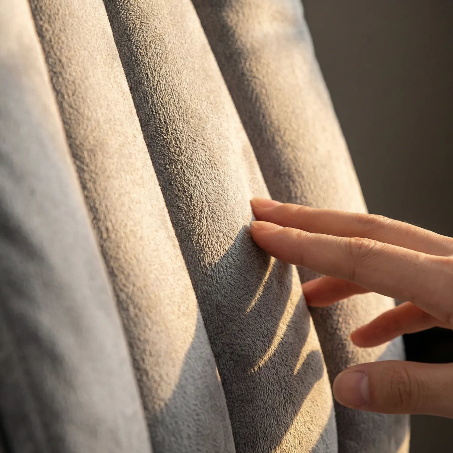 Gros plan tissu velours doux de la District 25 chaise bureau massante chauffante – texture microfibre ultra-douce